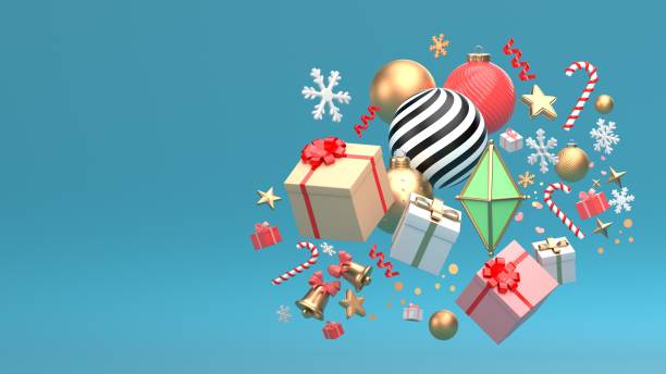 istock 3d render image of christmas new year ornament isolate on copy space blue background. 1189796108