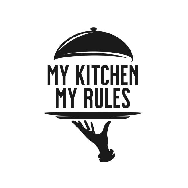 私の台所は私のルールのレタリング。料理関連ポスター。ベクターヴィンテージイラスト。 - serving tray点のイラスト素材／クリップアート素材／マンガ素材／アイコン素材
