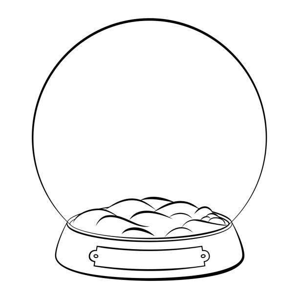 illustrations, cliparts, dessins animés et icônes de conception de contour de neige, boule de noel d'isolement sur le fond blanc. forme de ligne de boule de neige en verre vectoriel. cristal traditionnel de décoration de vacances d'hiver - snowflake ice crystal christmas snow