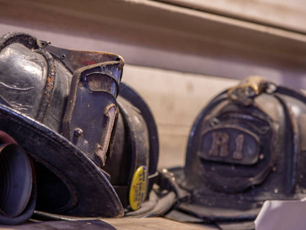 istock Collection of fire helmets 1189800250