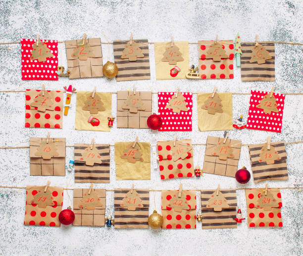 istock Christmas handmade advent calendar with craft paper envelopes 1189800499