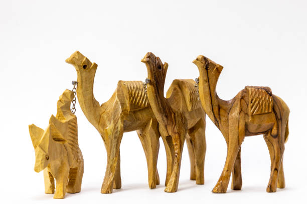 istock Hand Carved Vintage Christmas Nativity Camels 1189803061