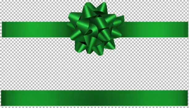 Vector illustration of green bow and ribbon illustration for christmas and birthday decorations