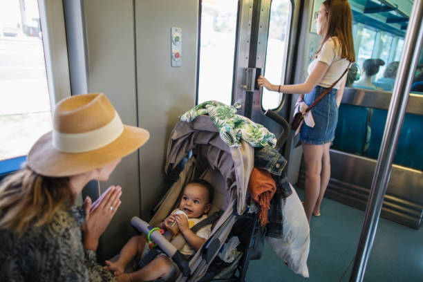 istock Mother and son in passenger train 1189804412