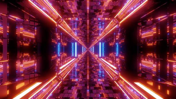 istock technical futuristic glass tunnel corriidor with metal bricks texture 3d illustration wallpaper background 1189806401