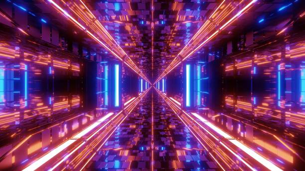 istock technical futuristic glass tunnel corriidor with metal bricks texture 3d illustration wallpaper background 1189806801