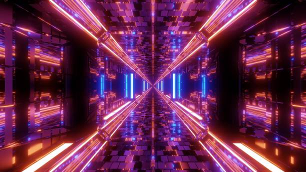 istock technical futuristic glass tunnel corriidor with metal bricks texture 3d illustration wallpaper background 1189806811
