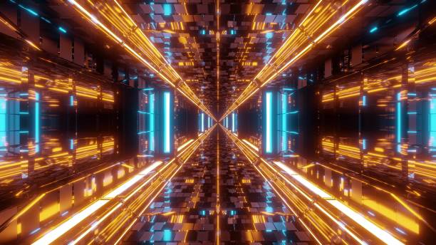 istock technical futuristic glass tunnel corriidor with metal bricks texture 3d illustration wallpaper background 1189807664