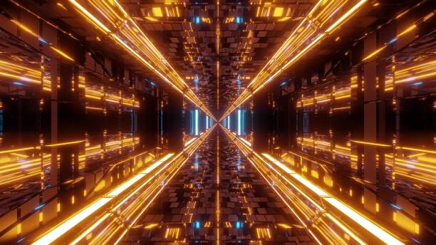 istock technical futuristic glass tunnel corriidor with metal bricks texture 3d illustration wallpaper background 1189807669