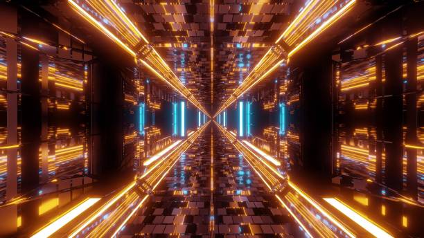 istock technical futuristic glass tunnel corriidor with metal bricks texture 3d illustration wallpaper background 1189807679