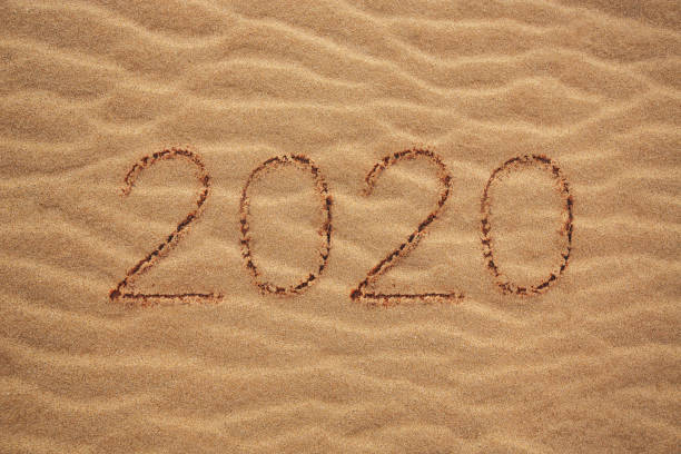 istock 2020 concept Sand texture. Sandy beach for background. Top view 1189807697