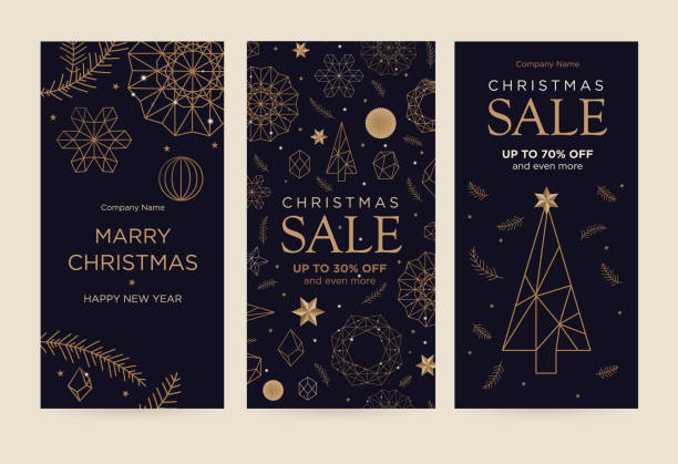 ilustrações de stock, clip art, desenhos animados e ícones de a set of greeting card with snowflakes and festive decor. - window snow christmas decoration