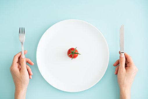 Plate, Fork, Food, Hand, Tomatoes