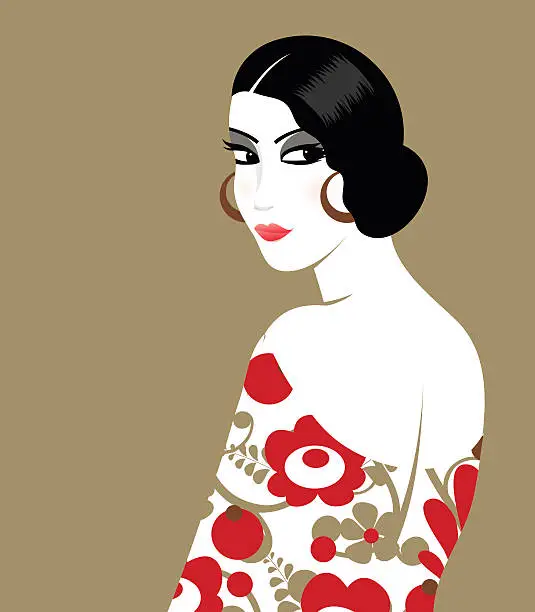 Vector illustration of Vintage woman