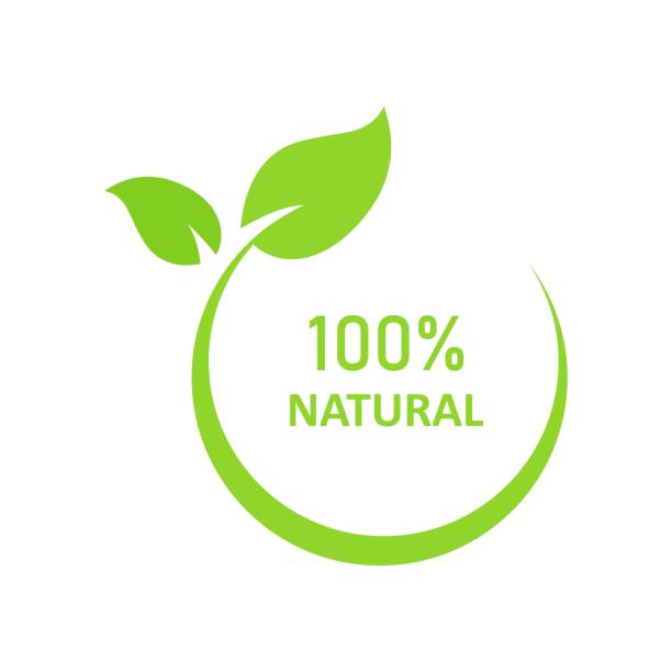 ilustrações de stock, clip art, desenhos animados e ícones de natural leaf icon. 100% naturals vector image - friendly match