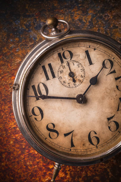 istock Old clock rustic close-up arrangement overhead on rustic vibrant background 1189817912