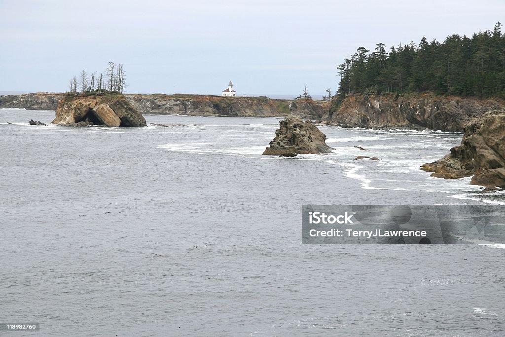 Zachód słońca Zatoka i Przylądek Arago Lighthouse, Oregon, Wybrzeże Północno-Zachodnie Pacyfiku, USA - Zbiór zdjęć royalty-free (Ameryka Północna)