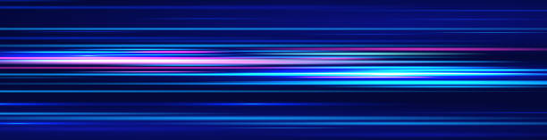 Blue lines movement. Motion light effect for banners. Blue lines. The effect of speed on a blue background.  Red lines of light, speed and movement. Vector lens flare. dynamic microphone stock illustrations