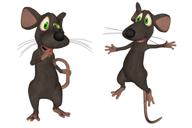 istock Pair of funny cute mice isolated on white, 3d render. 1189827811