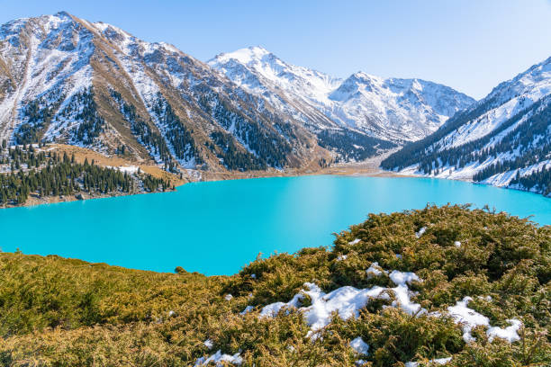istock Lake with turquoise water surrounded by a mountain massif 1189828567
