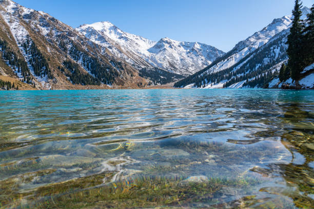 istock Lake with turquoise water surrounded by a mountain massif 1189830765