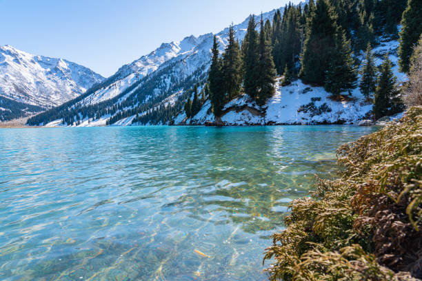 istock Lake with turquoise water surrounded by a mountain massif 1189830967