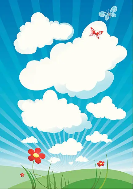 Vector illustration of Cloudy sky
