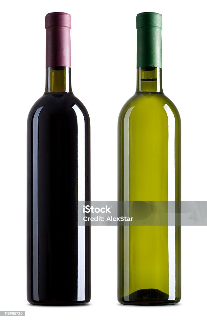 Garrafas de vinho vermelho e branco - Royalty-free Bebida Foto de stock