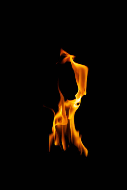 Fire and burning flame isolated on dark background for graphic design