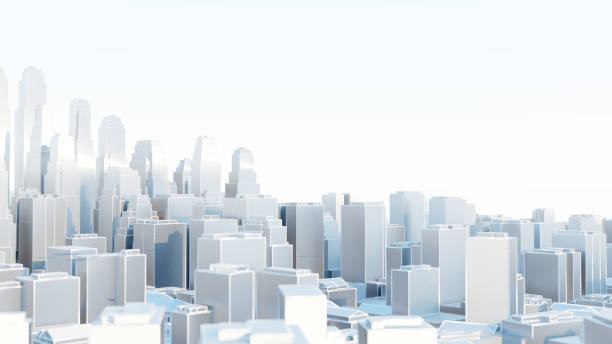istock 3d abstract modern city in sunny day 1189863613