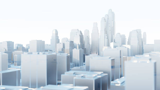 istock 3d abstract modern city in sunny day 1189863634