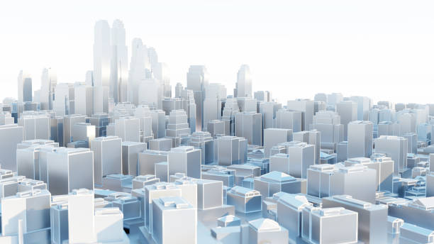 istock 3d abstract modern city in sunny day 1189863647