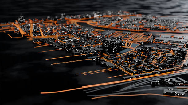 istock Abstract modern city at night. 3D illustration 1189867801