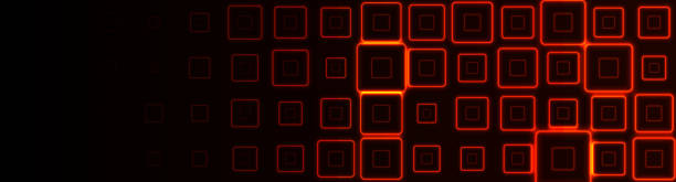 istock Bright glow red neon geometric squares abstract banner design 1189874824