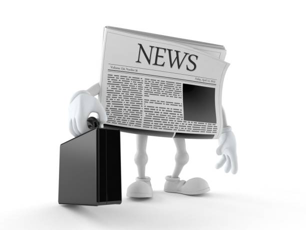 istock Newspaper character holding briefcase 1189878401