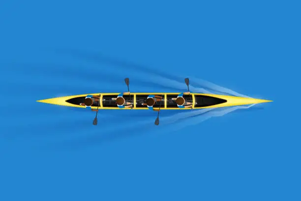 Vector illustration of Sprint Four Canoe with paddlers