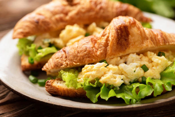 Croissant sandwich with egg cheese