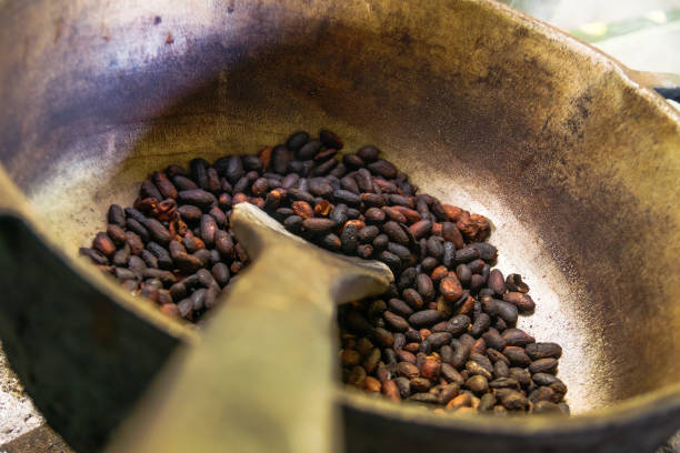 istock Swipes of roasted cocoa grains 1189880331