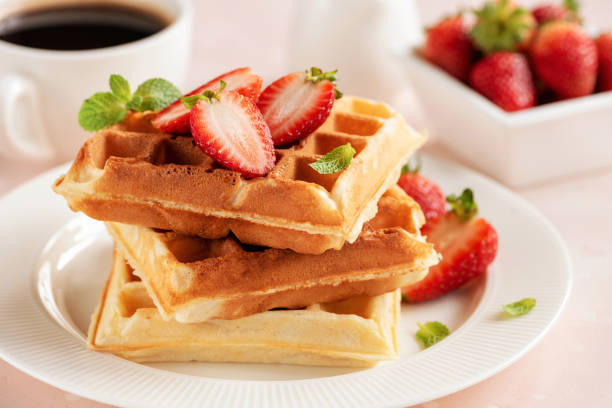 istock Tasty Belgian Waffles With Berries 1189880352