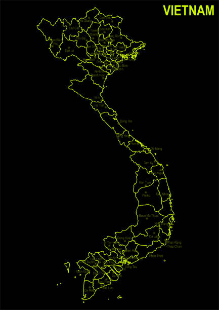 istock Neon map of Vietnam against black background 1189882615