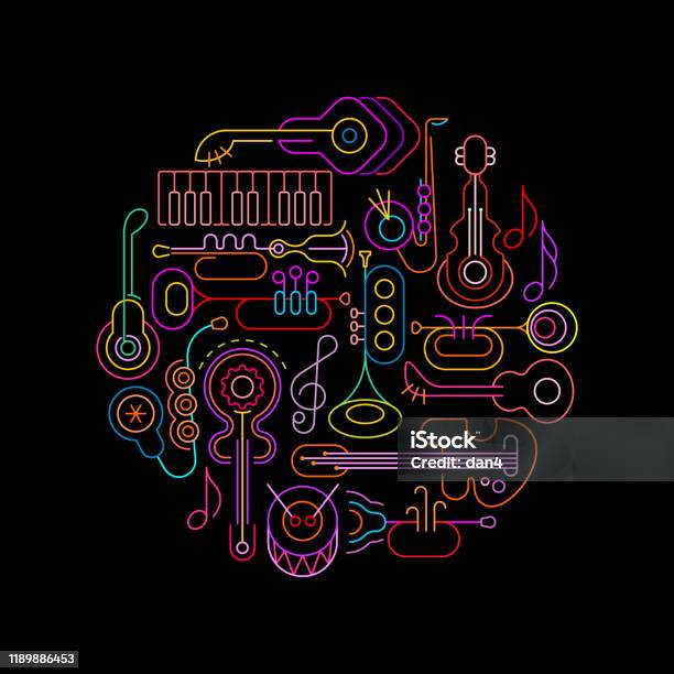 Musical Instruments Neon Stock Illustration - Download Image Now ...