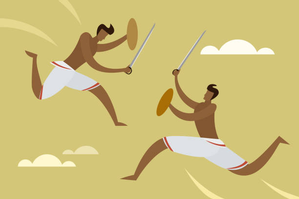 istock Illustration of People performing  South Indian martial arts 1189887063