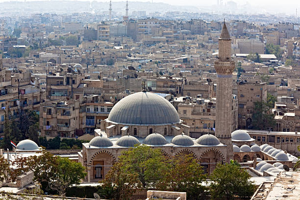 Syria - Aleppo Panorama detail with mosque in Aleppo, Syria syria photos stock pictures, royalty-free photos & images