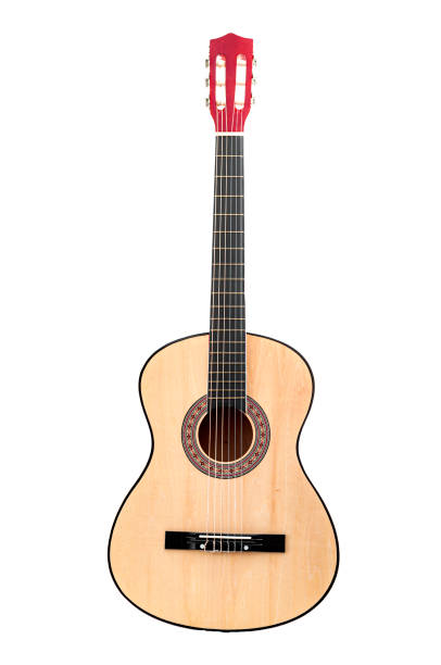 istock Musical instruments, artistic hobbies and love for music concept theme with a classical acoustic guitar isolated on white background with clip path cutout 1189896212