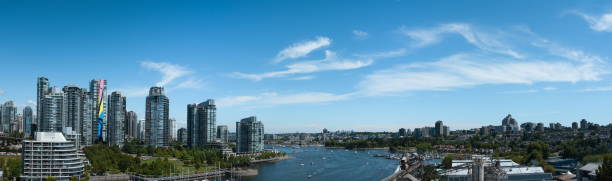 istock Panoramic view of false creek in Vancouver downtown, Cityscape with blue sky 1189897414