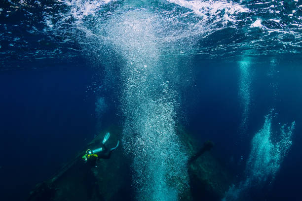 istock Divers underwater at shipwreck in Bali. Diving in ocean 1189903946