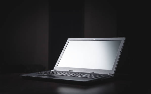 istock Black laptop on the desk. Technology concept 1189906982