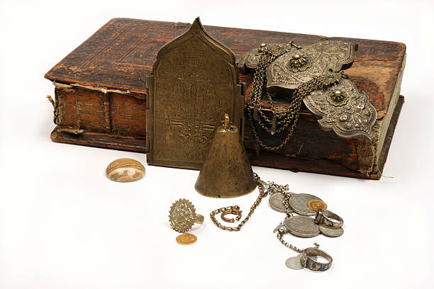 istock Group of ancient jewel and coins 118990719