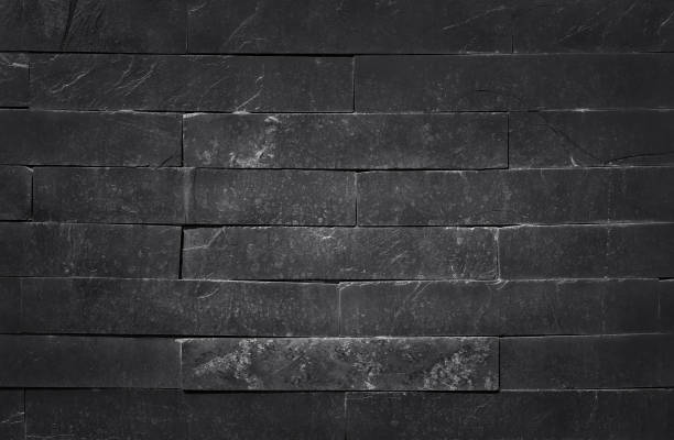 istock Dark grey black slate texture with high resolution, pattern of stone brick wall for background and design art work. 1189908986