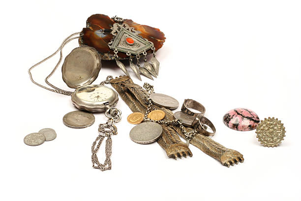 istock Group of ancient jewel and coins 118990940